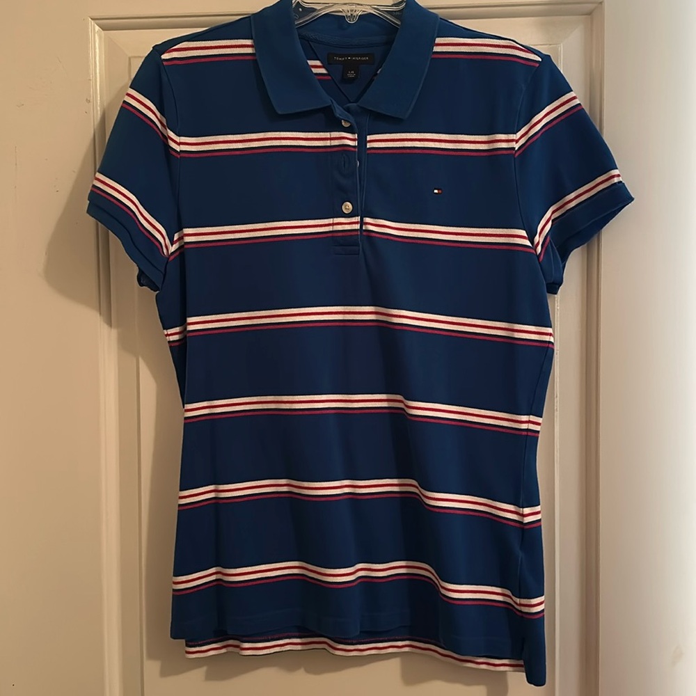 Tommy Hilfiger striped collard shirt / size Large/ fairly new